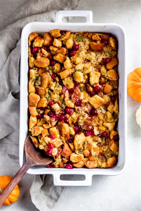 brioche-stuffing-with-cranberries-blue-bowl image