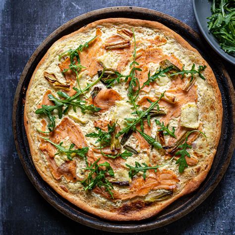 smoked-salmon-pizza-with-brie-and-arugula-skinny image