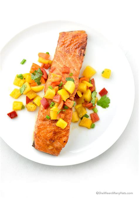 sweet-and-spicy-glazed-salmon-recipe-peach image