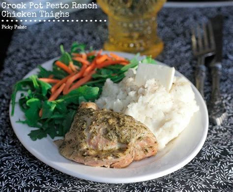 pesto-ranch-crock-pot-chicken-thighs-recipe-picky image