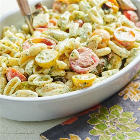 pasta-salad-with-tomatoes-feta-and-herbed-mayonnaise image