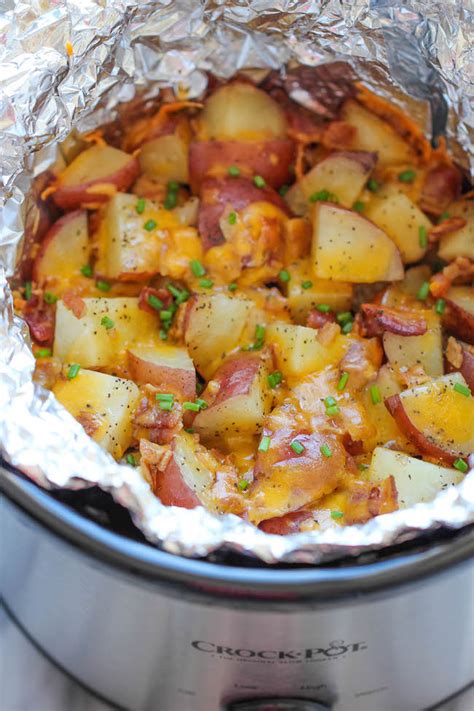 slow-cooker-cheesy-bacon-ranch-potatoes-damn-delicious image