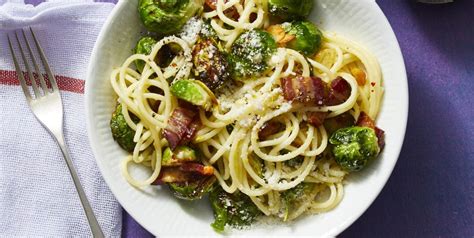 spaghetti-with-bacon-and-parmesan-brussels-sprouts image