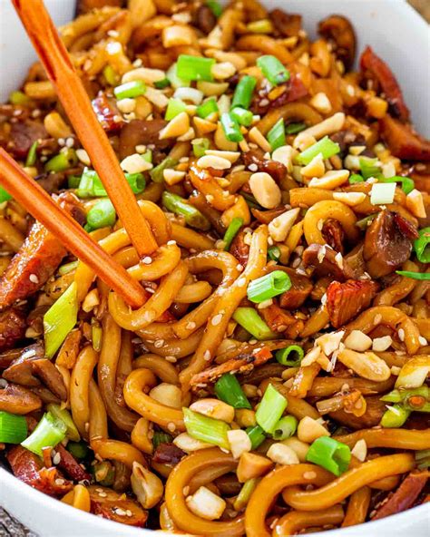 asian-style-udon-noodles-with-pork-and-mushrooms image