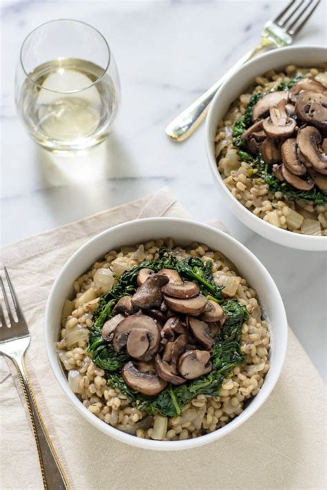 creamy-barley-risotto-with-mushrooms-and-spinach image