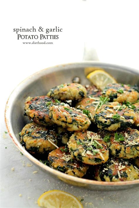 spinach-and-garlic-potato-patties-recipe-diethood image