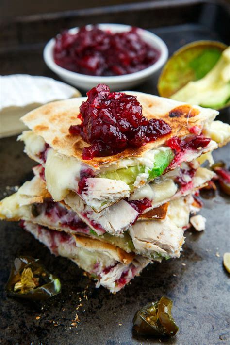 cranberry-and-brie-turkey-quesadillas-with-avocado image
