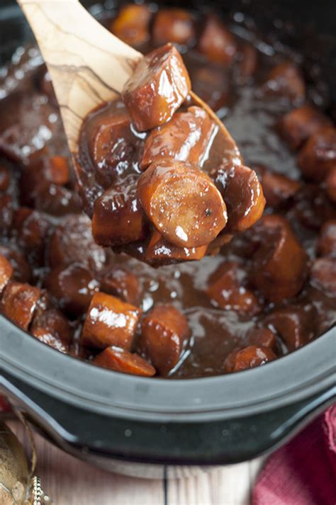 crock-pot-grape-jelly-bbq-cocktail-sausage-wishes image