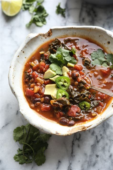 slow-cooker-lentil-chili-with-black-beans-pumpkin image