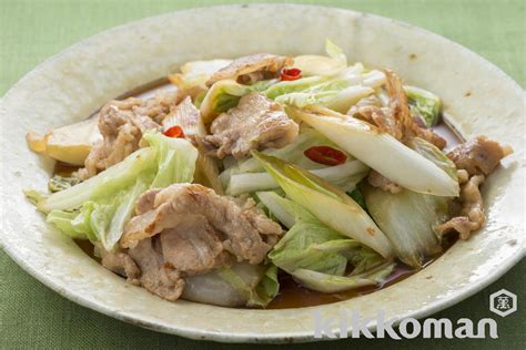 spicy-napa-cabbage-and-pork-saute-kikkoman image