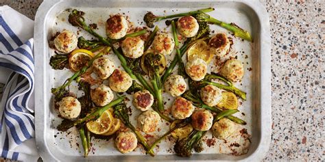 baked-chicken-and-ricotta-meatballs-with-broccolini image