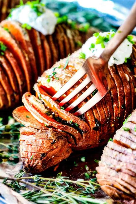 hasselback-sweet-potatoes-with-garlic-herb-butter image