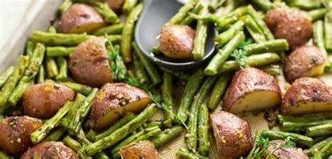 garlic-herb-roasted-potatoes-and-green-beans image