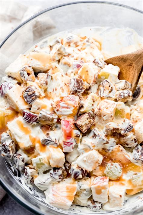 easy-snickers-caramel-apple-salad-recipe-the-food image