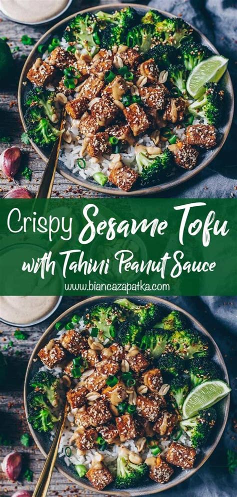 crispy-sesame-tofu-with-tahini-peanut-sauce-broccoli image