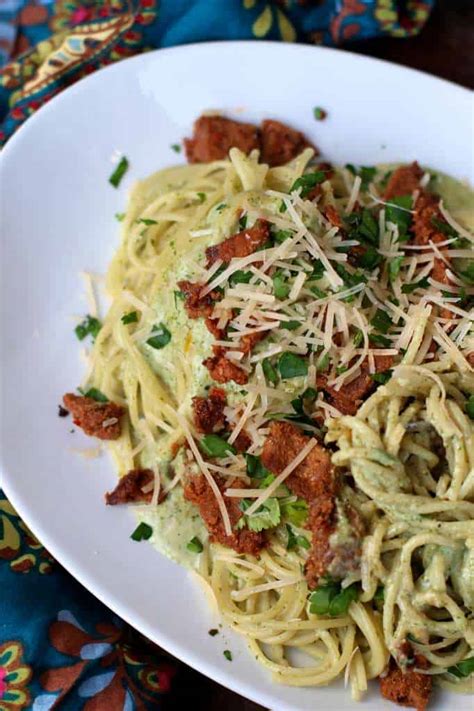 quick-pasta-with-creamy-cilantro-sauce-the-seaside image