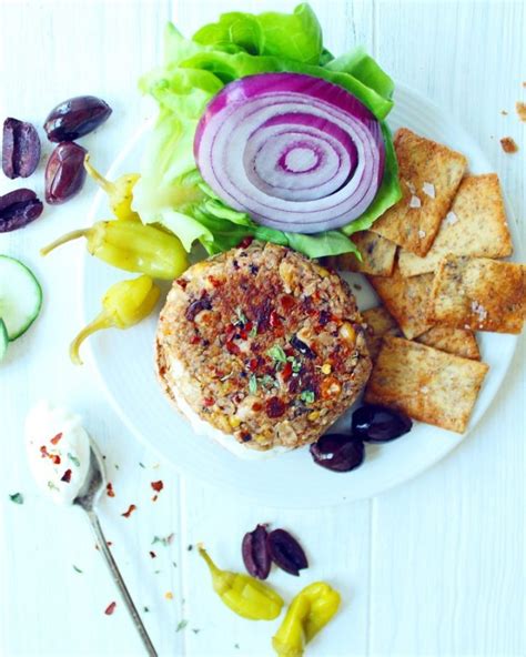 greek-chickpea-feta-veggie-burgers-baked-greens image