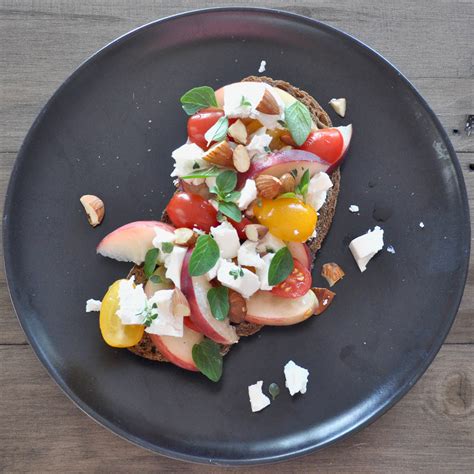peach-toast-with-almonds-and-feta-mrs-joness-kitchen image