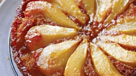upside-down-caramel-pear-cake-recipe-good-food image