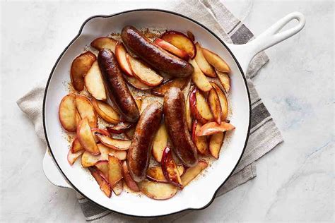 sauted-sausages-with-apples-recipe-leites-culinaria image