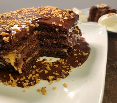 chocolate-caramel-toffee-cake-healthy-restored-inspired image