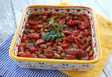 roasted-summer-tomatoes-with-beans-italian-food image
