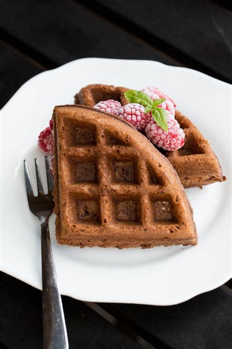 chocolate-waffles-recipe-light-fluffy-momsdish image