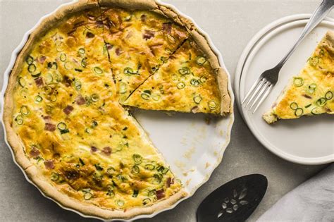 easy-ham-and-swiss-cheese-quiche-recipe-the-spruce image