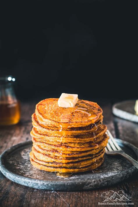 pumpkin-cornmeal-pancakes-rustic-family image