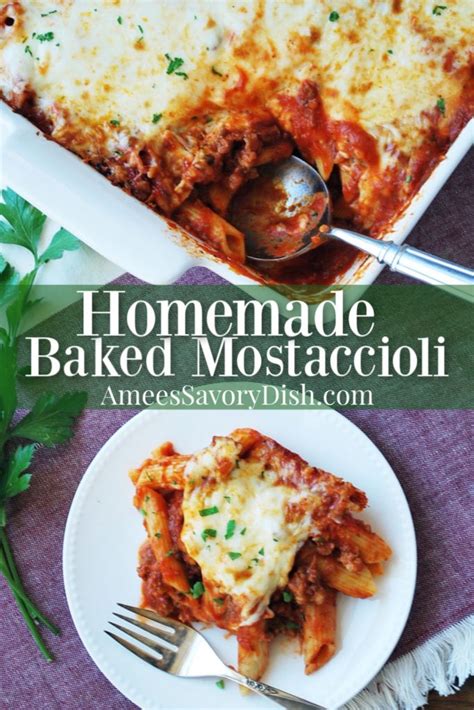 baked-mostaccioli-amees-savory-dish image