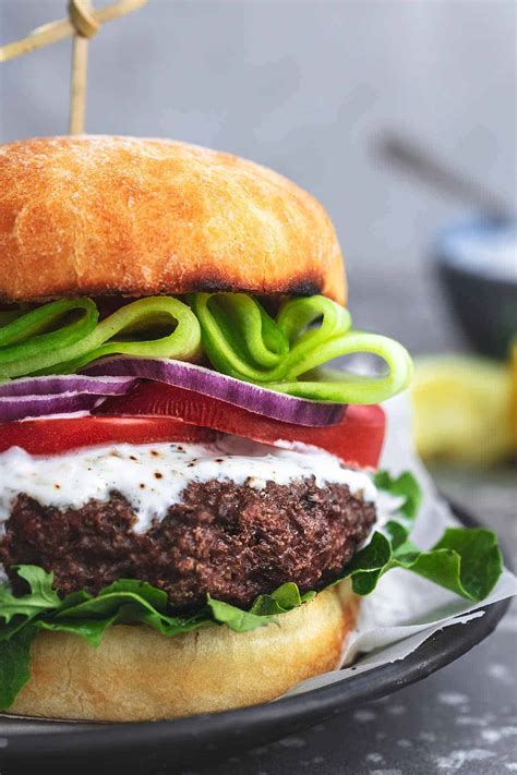 greek-beef-burger-with-tzatziki-sauce-creme-de-la-crumb image