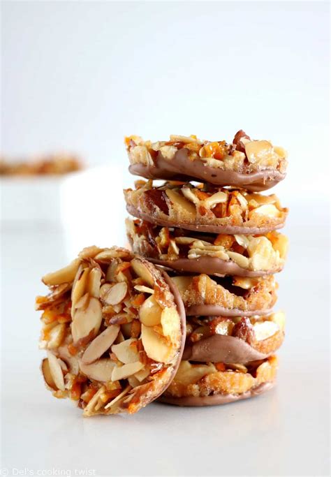 chocolate-dipped-almond-florentines-dels-cooking image