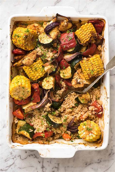oven-baked-rice-and-vegetables-one-pan image