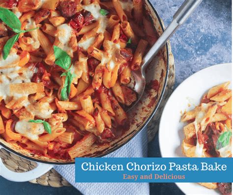 easy-chicken-and-chorizo-pasta-bake-carries-kitchen image