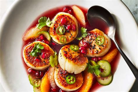 seared-scallops-with-pomegranate-and-meyer-lemon image