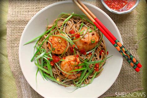 ginger-scallion-scallops-with-soy-citrus-soba-noodles image