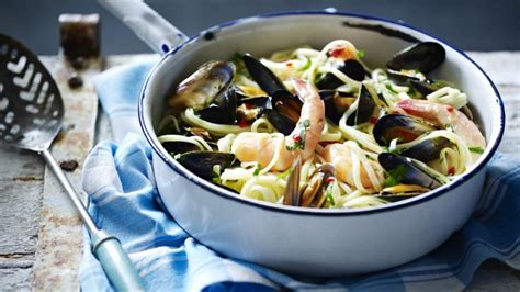 seafood-linguine-recipe-bbc-food image