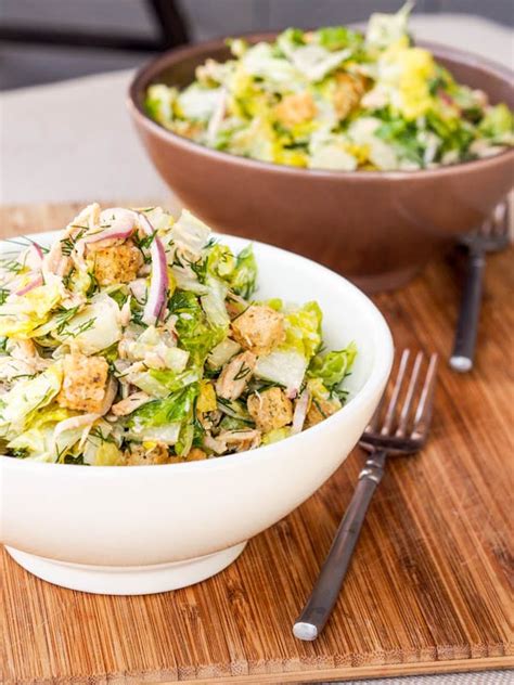 chicken-romaine-salad-with-croutons-gluten-free image