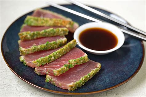 seared-rare-ahi-tuna-with-wasabi-pea-crust image