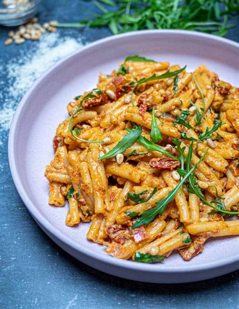 creamy-goat-cheese-pasta-with-sun-dried-tomatoes image