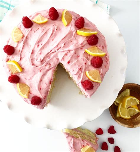 lemon-cake-with-raspberry-cream-cheese-frosting image