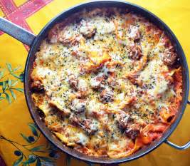 skillet-meatball-lasagna-simple-sweet-savory image