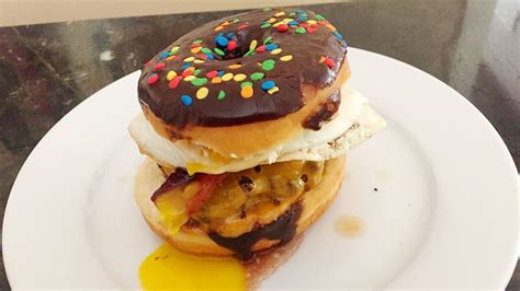 easy-donut-breakfast-burger-recipe-mashed image