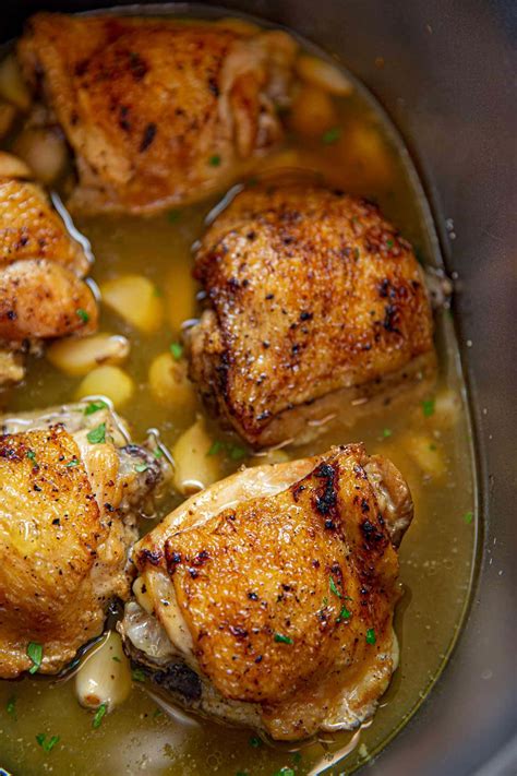 slow-cooker-40-clove-of-garlic-chicken-dinner-then image