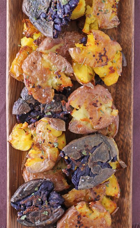 roasted-smashed-garlic-potatoes-emily-bites image