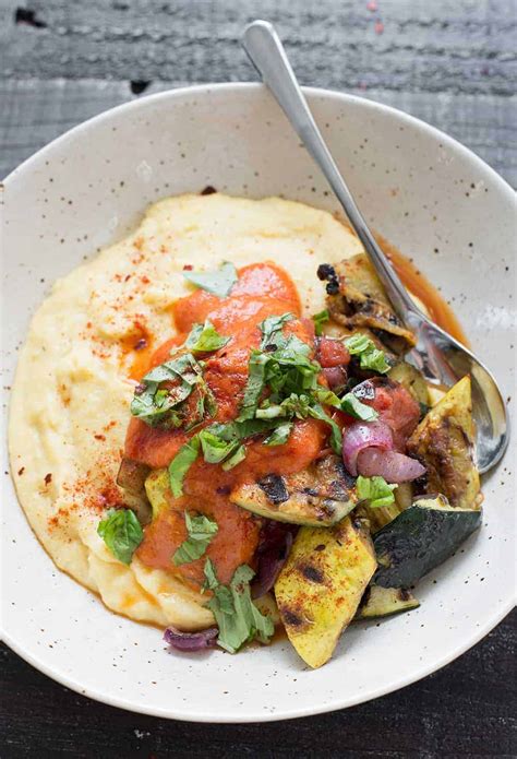 creamy-polenta-with-grilled-vegetables-and-roasted-red image