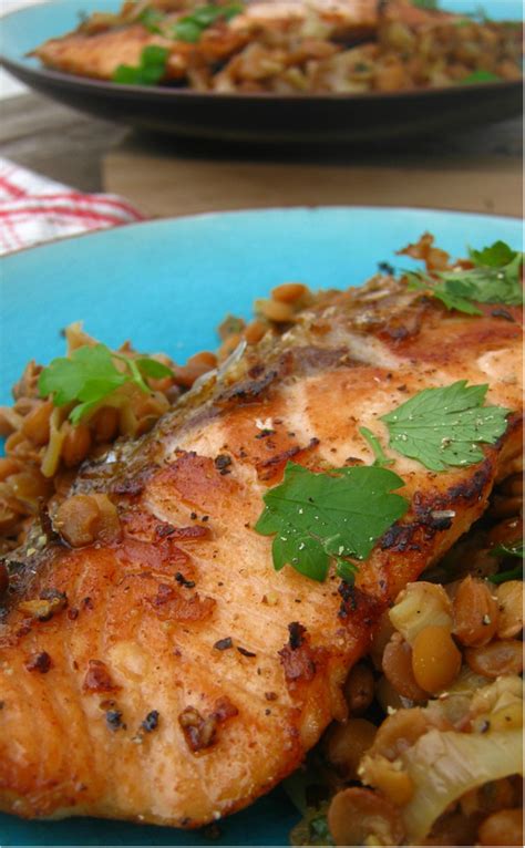 salmon-with-herb-butter-lentils-julias-cuisine image