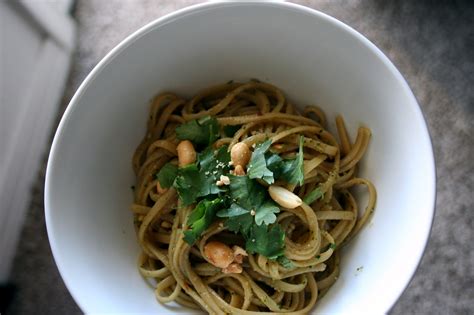 pasta-with-cilantro-peanut-pesto image