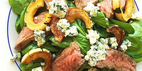 steak-salad-with-spinach-delicata-squash-and-blue-cheese image