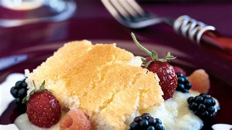 meyer-lemon-buttermilk-pudding-cake-with-fresh-berries image
